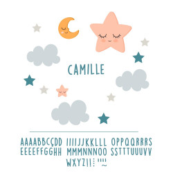 STICKERS PRENOMS ETOILE/ LUNE
