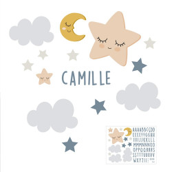 STICKERS PRENOMS ETOILE/ LUNE