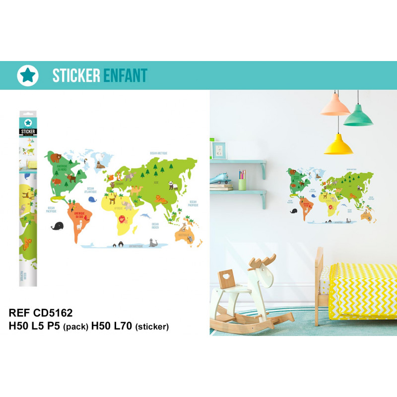 STICKER MAPPEMONDE ENFANT