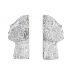 SERRE-LIVRES VISAGE RÉSINE BLANCHIT SET x2 15x11x21cm