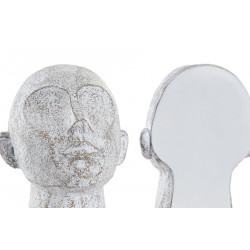 SERRE-LIVRES VISAGE RÉSINE BLANCHIT SET x2 15x11x21cm