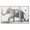 TRIPTYQUE ÉLÉPHANT ENCADRÉ TOILE 180x4x120cm
