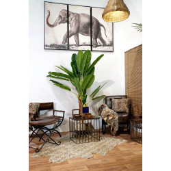 TRIPTYQUE ÉLÉPHANT ENCADRÉ TOILE 180x4x120cm