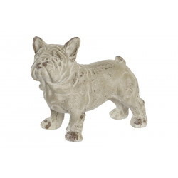 BOULEDOGUE RÉSINE VIEILLI GRIS 19x39x28.5cm