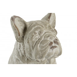 BOULEDOGUE RÉSINE VIEILLI GRIS 19x39x28.5cm
