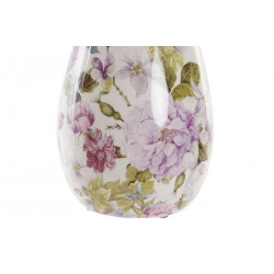VASE ROMANTIQUE FLEURS 13X13X26CM BLANC