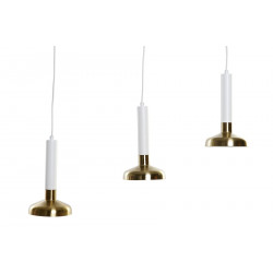 PLAFONNIER BLANC ET OR 3 SUSPENSIONS 75X