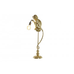 LAMPADAIRE SINGE DORÉ SUR PERCHOIR EN RÉSINE 26.5x20.5x93cm