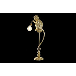LAMPADAIRE SINGE DORÉ SUR PERCHOIR EN RÉSINE 26.5x20.5x93cm