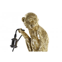 LAMPADAIRE SINGE DORÉ SUR PERCHOIR EN RÉSINE 26.5x20.5x93cm