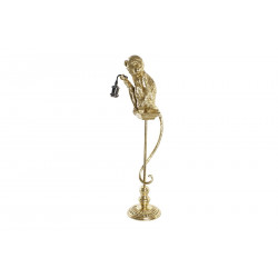 LAMPADAIRE SINGE DORÉ SUR PERCHOIR EN RÉSINE 26.5x20.5x93cm