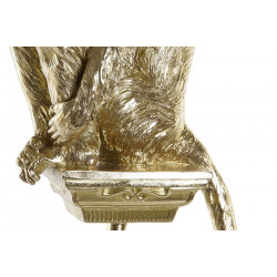 LAMPADAIRE SINGE DORÉ SUR PERCHOIR EN RÉSINE 26.5x20.5x93cm