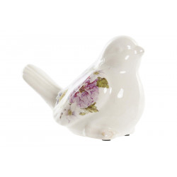OISEAU ROMANTIQUE GRÈS BLANC 19x11x14cm