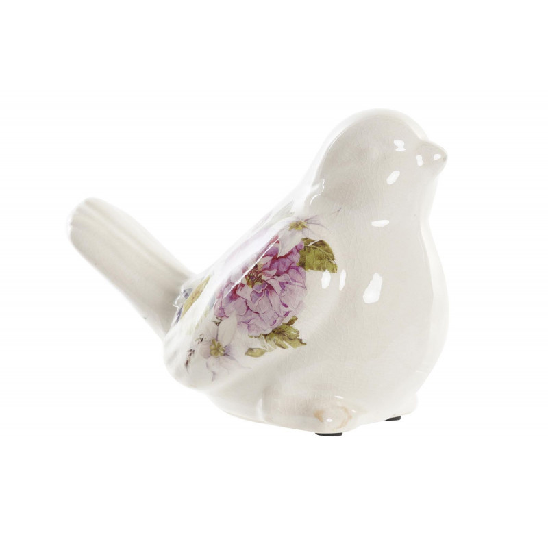 OISEAU ROMANTIQUE GRÈS BLANC 19x11x14cm