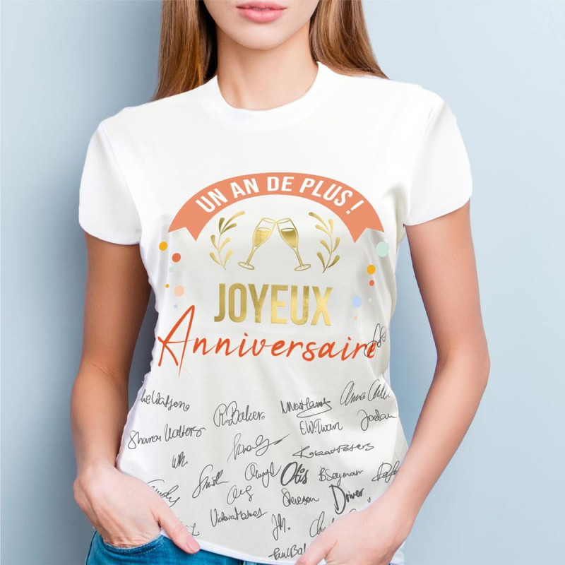 T-SHIRT A DEDICACER FEMME ANNIVERSAIRE