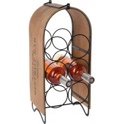 CASIER PORTE BOUTEILLES EN MÉTAL ET BOIS X6 21x18x49cm