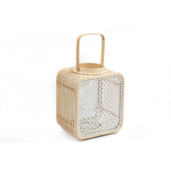 LANTERNE BAMBOU NAT/BLANC 24X41CM