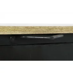 TABLE BASSE FEUX PROJECTEURS NOIR NATUREL 120x45x45cm