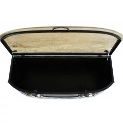 TABLE BASSE FEUX PROJECTEURS NOIR NATUREL 120x45x45cm