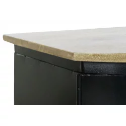 TABLE BASSE FEUX PROJECTEURS NOIR NATUREL 120x45x45cm