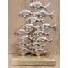 DÉCORATION BANC DE POISSONS À POSER MÉTAL BOIS MANGUIER 22x5x15.5cm