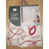 PAIRE VOILAGE SABLÉ BRODÉ DROIT HOOPS ROUGE PASSE TRINGLE 60x120cm