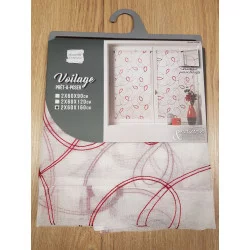 PAIRE DE VOILAGE HOOPS ROUGE 60x160cm