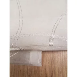 PAIRE VOILE SABLÉ BRODÉ DROIT HOOPS BLANC PASSE TRINGLE 60x90cm