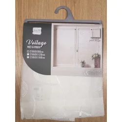 PAIRE VOILE SABLÉ BRODÉ DROIT HOOPS BLANC PASSE TRINGLE 60x90cm