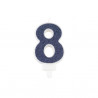 BOUGIE CHIFFRE 8 PAILLETTES MARINE