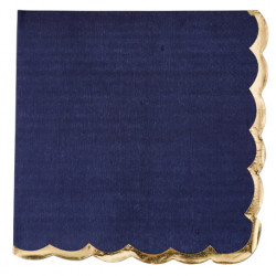 16 SERVIETTES BLEU MARINE ET LISERE OR
