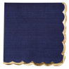 16 SERVIETTES BLEU MARINE ET LISERE OR