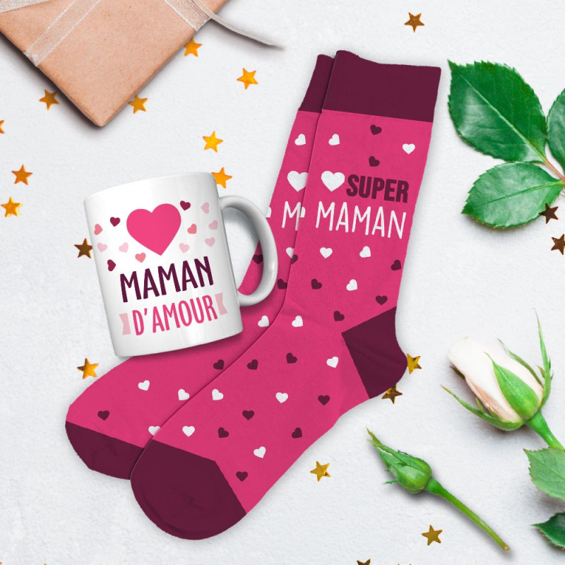 COFFRET MUG CHAUSSETTES "SUPER MAMAN"