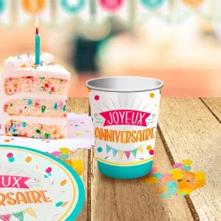 GOBELETS ANNIVERSAIRE MIXTE X6