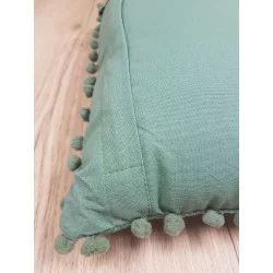 COUSSIN SANCHEZ SAUGE AVEC POMPONS 30x50cm