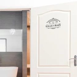 STICKER PORTE "SALLE DE BAIN" BONHEURS