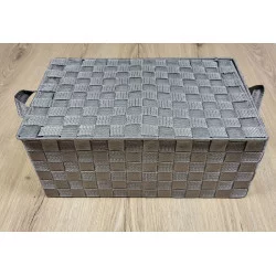CORBEILLE AVEC COUVERCLE TAUPE 39x26xH15cm