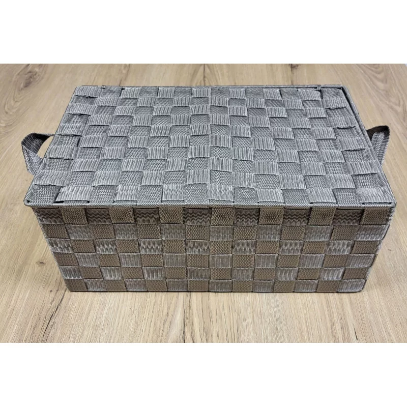 CORBEILLE AVEC COUVERCLE TAUPE 39x26xH15cm