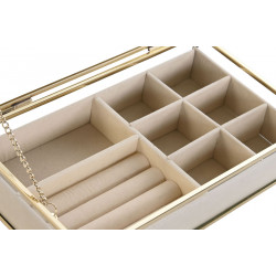 Boite bijoux en métal doré et verre transparent 24x14x6cm