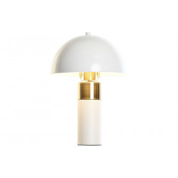Lampe métal champignon blanc doré D24x36cm