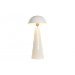 Lampe métal champignon blanc laqué et doré D31x70cm