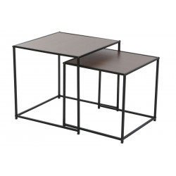 Set de 2 tables auxiliaires carré effet bois 40x40x40cm
