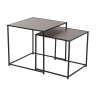 Set de 2 tables auxiliaires carré effet bois 40x40x40cm
