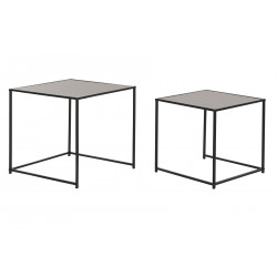 Set de 2 tables auxiliaires carré effet bois 40x40x40cm