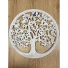 Décoration murale arbre de vie en bois blanchi D40cm