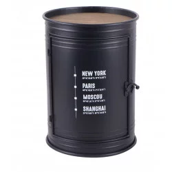 chevet loft bidon noir recyclé D33.5xH46.5cm
