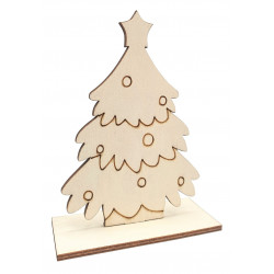 Sapin en bois gravé, 10 x 5 x 15 cm