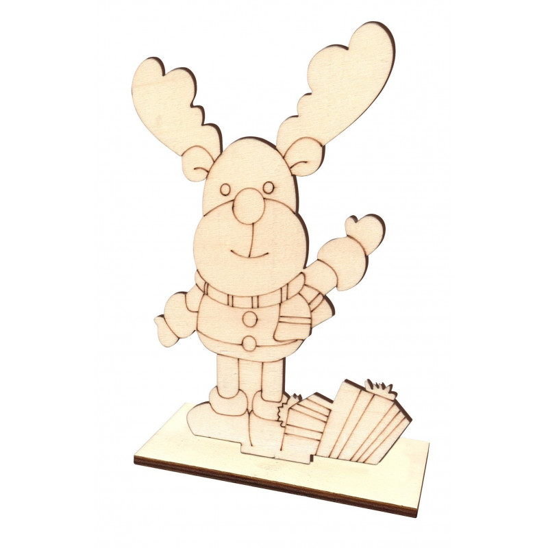 Renne à assembler en bois, 11 x 15 x 0,4