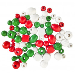 Perles en bois, assortiment noël, de 0,5