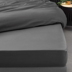 DRAP HOUSSE 140x190CM PERCALINE ACIER